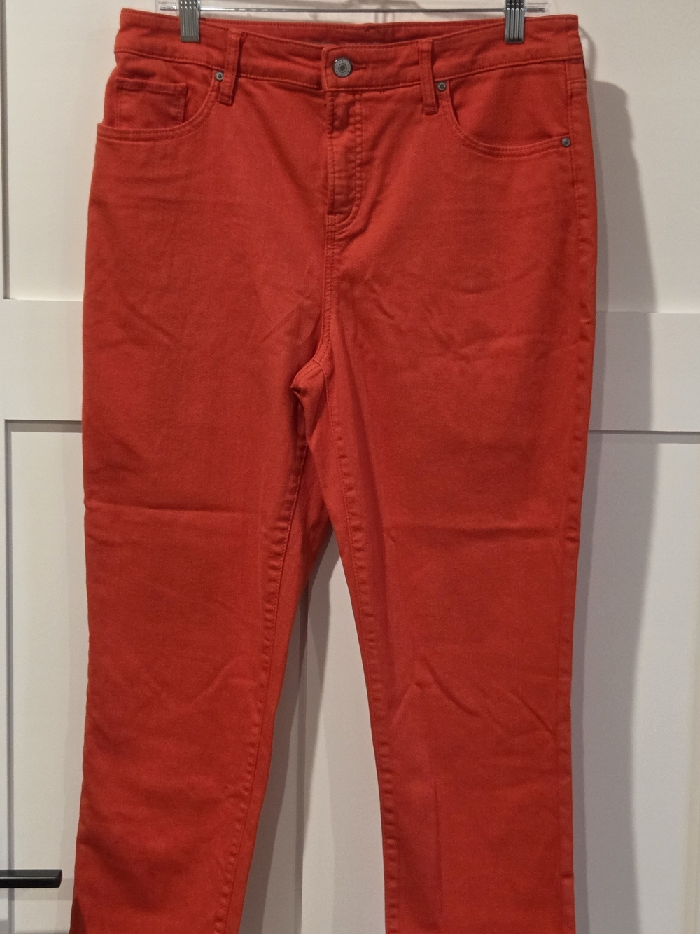 Chico's Vibrant Red Orange Cropped Stretch Jeans